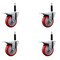 Service Caster 4'' Red Poly Swivel 3/4'' Expanding Stem Caster Set Total Lock Brake, 4PK SCC-EXTTL20S414-PPUB-RED-34-4 - alternate 1